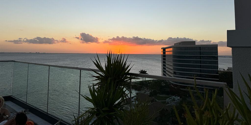 Sunset from Casa Cami rooftop restaurant