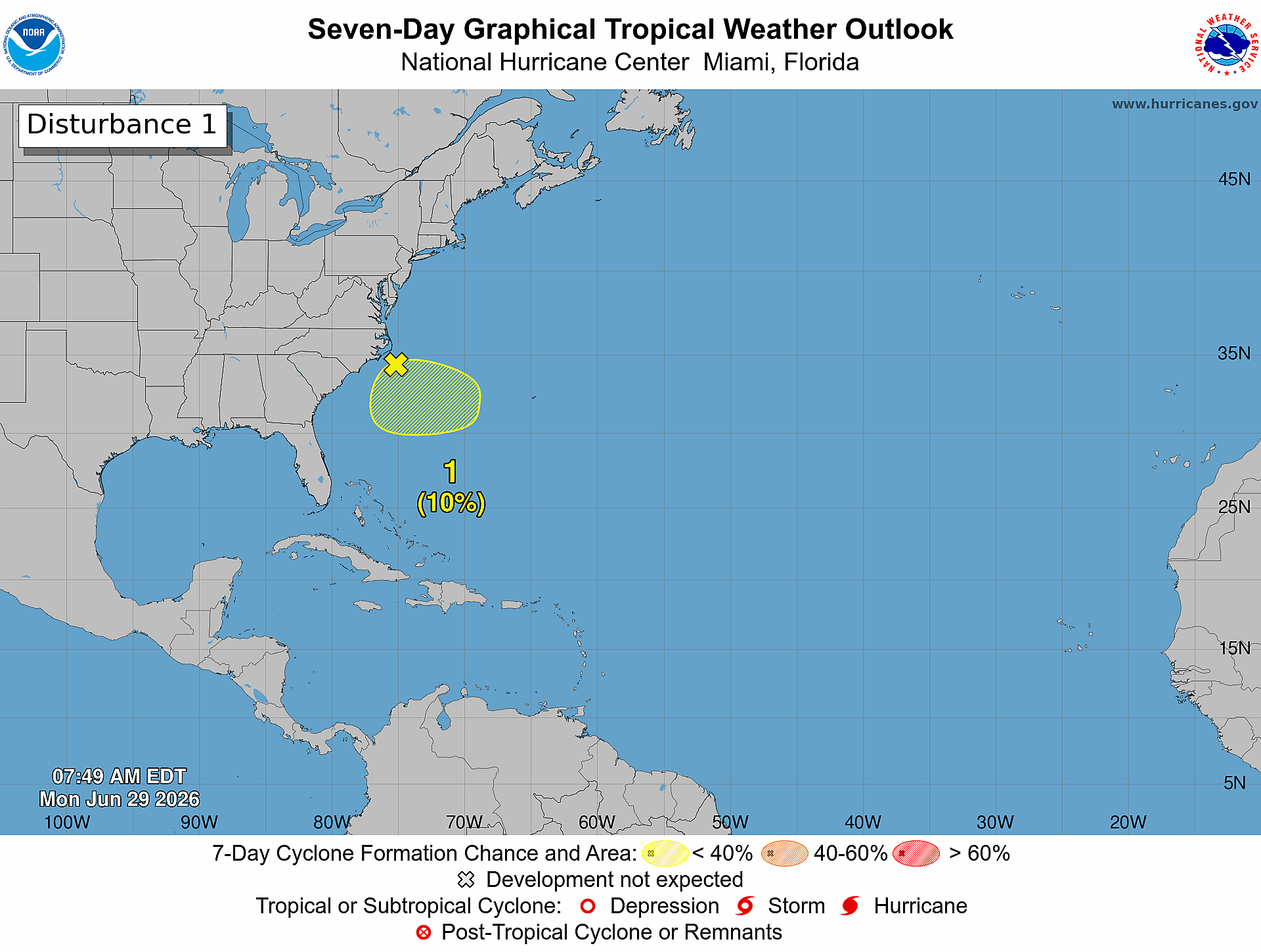UPDATE: NHC monitoring Atlantic disturbance with low chance of tropical ...