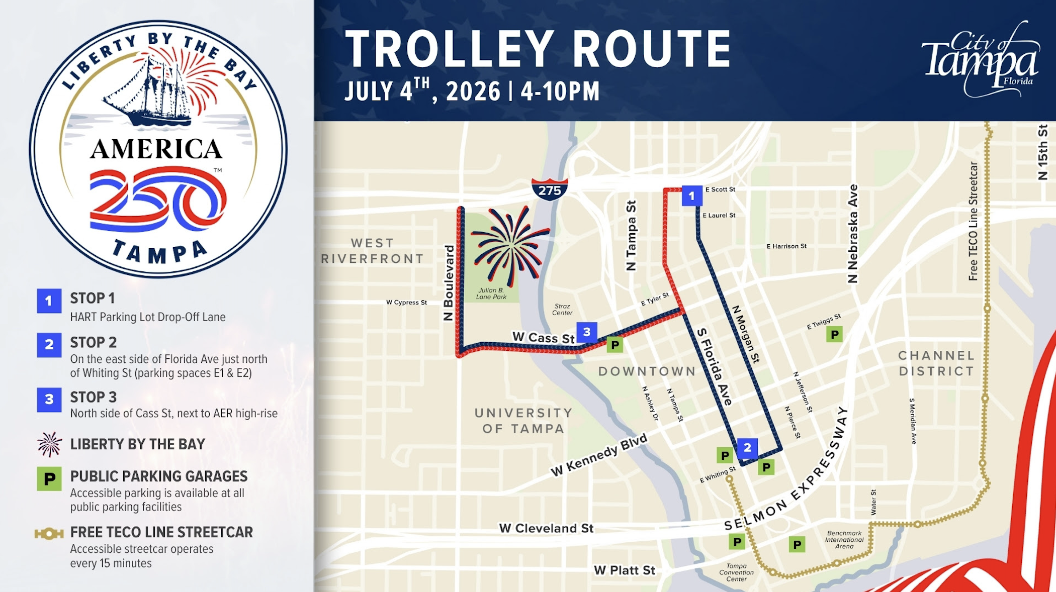 A map of the Trolley route