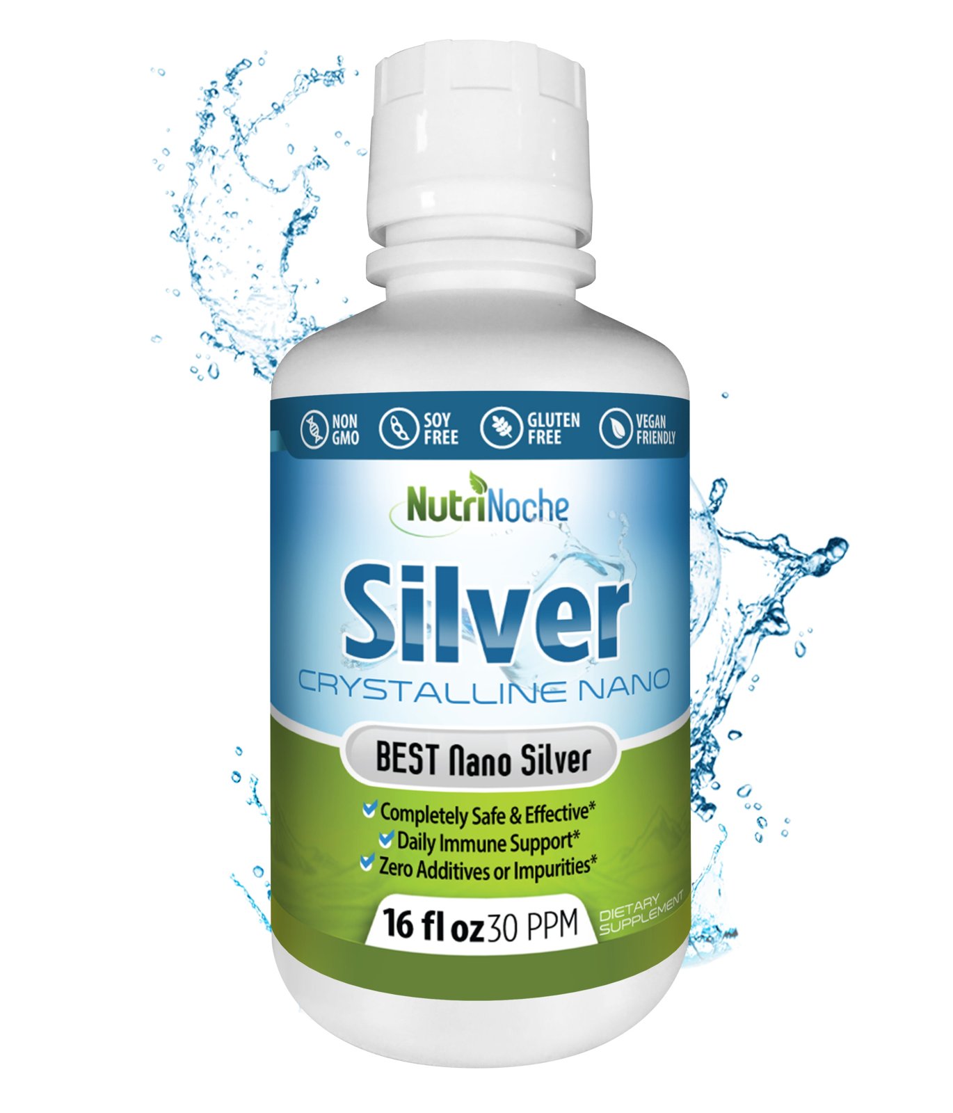 A 16-ounce bottle of NutriNoche colloidal silver